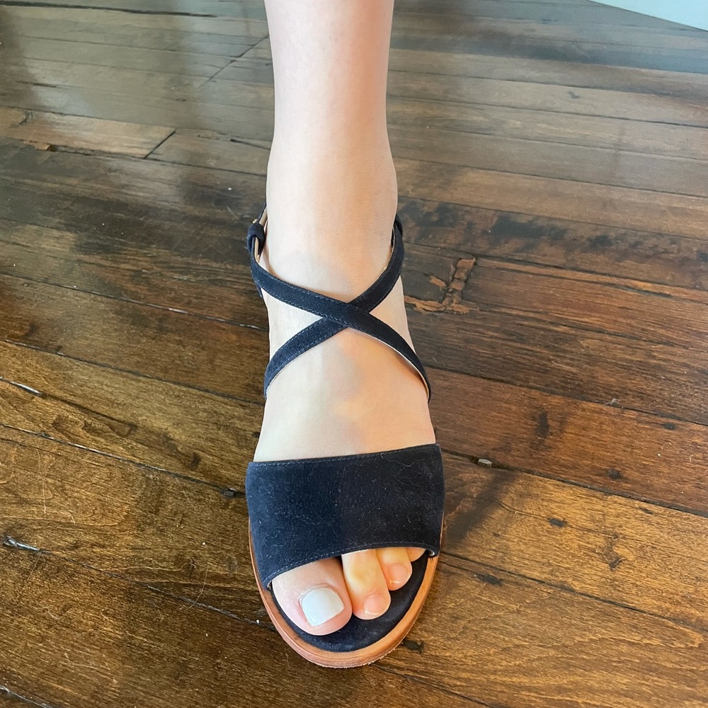 No.6 Store Suede Crossover heeled Sandals Navy US W9